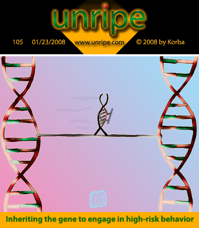 cartoon 105, inheriting the gene for high risk behavior